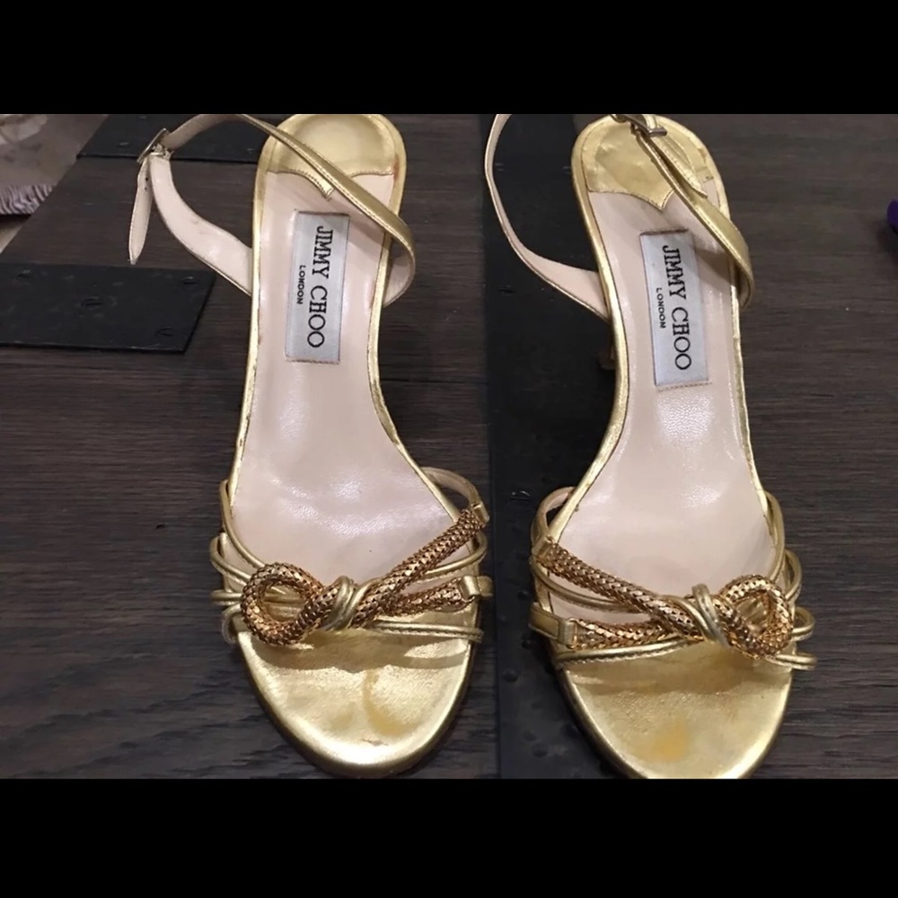 Jimmy Choo Gold Strappy Sandals